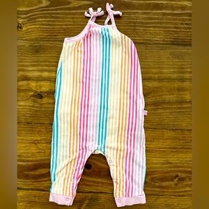 Ruffle Butts Daydream Stripe Tie Full Length Romper SZ 6-12 months